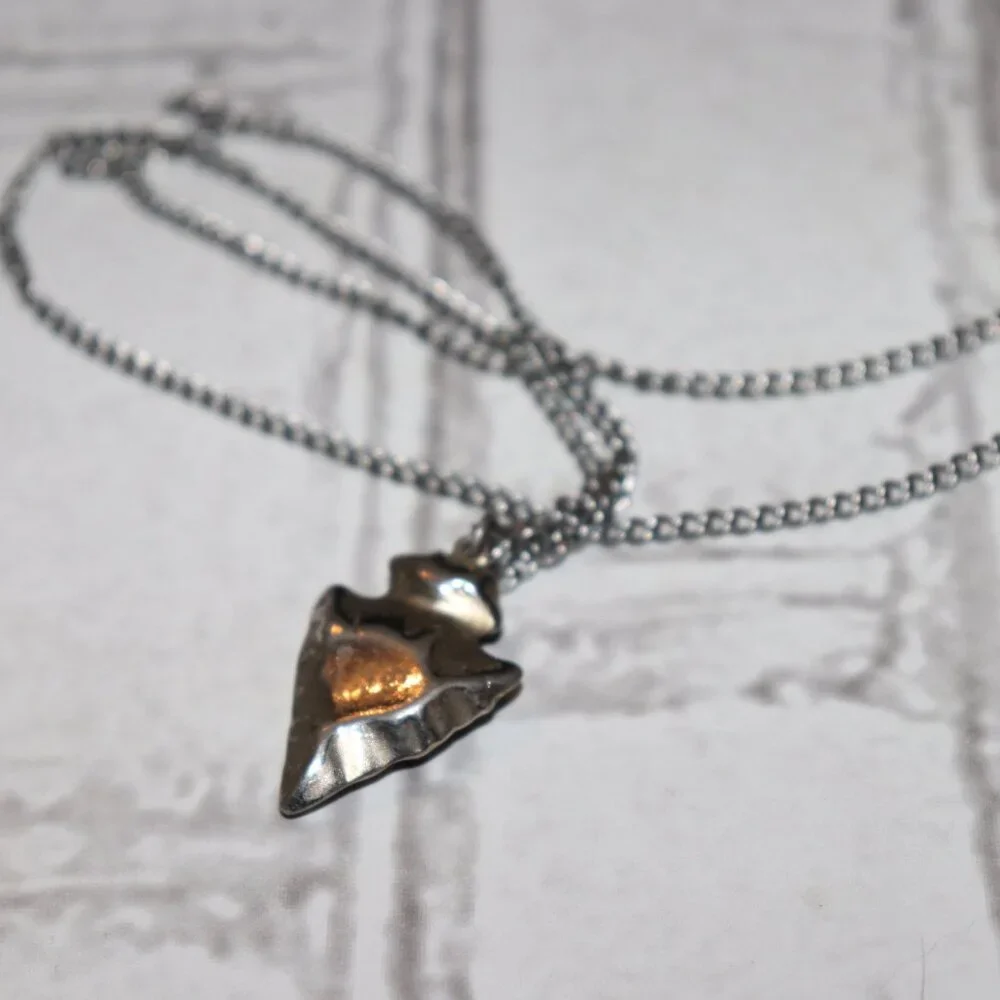 ➶ Vintage Silver Arrow Pendant Necklace 22.5
